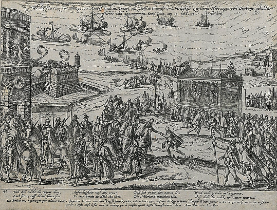 Arrive de Franois d'Alenon  Anvers - 19 et 22 fvrier 1582 - Salle d'impression de l'Universit d'Anvers